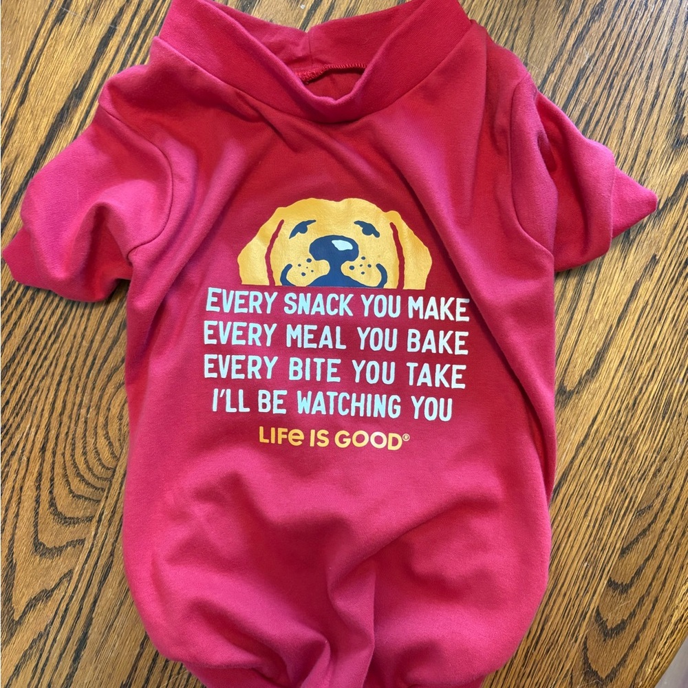 Life Is Good Red Dog Tee with Playful Design
